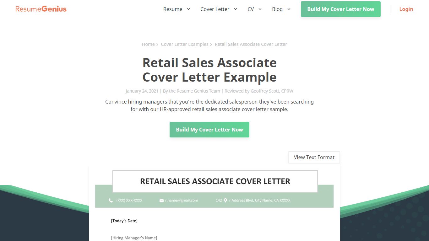 Retail Sales Associate Cover Letter Example & Tips - Resume Genius
